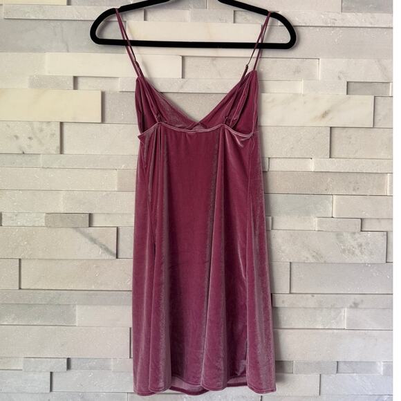 VICTORIA'S SECRET Petal Pink Slip Babydoll Velvet Velour Dress Coquette XS Y2K - Picture 3 of 7